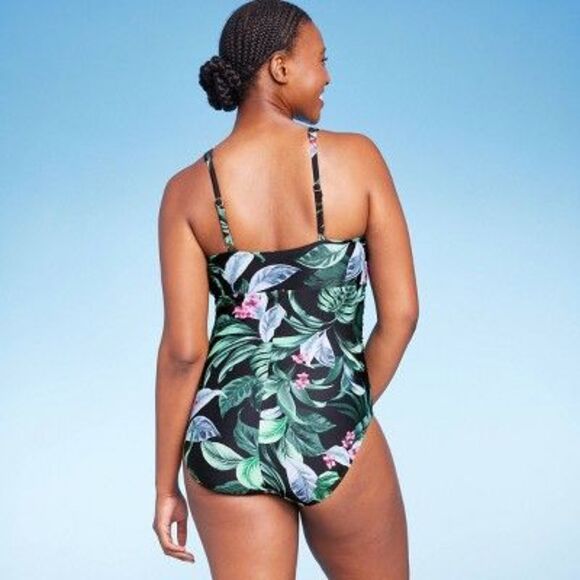 Women's Full Coverage Tummy Control Tie-Front One Piece Swimsuit - Kona Sol - Picture 3 of 3